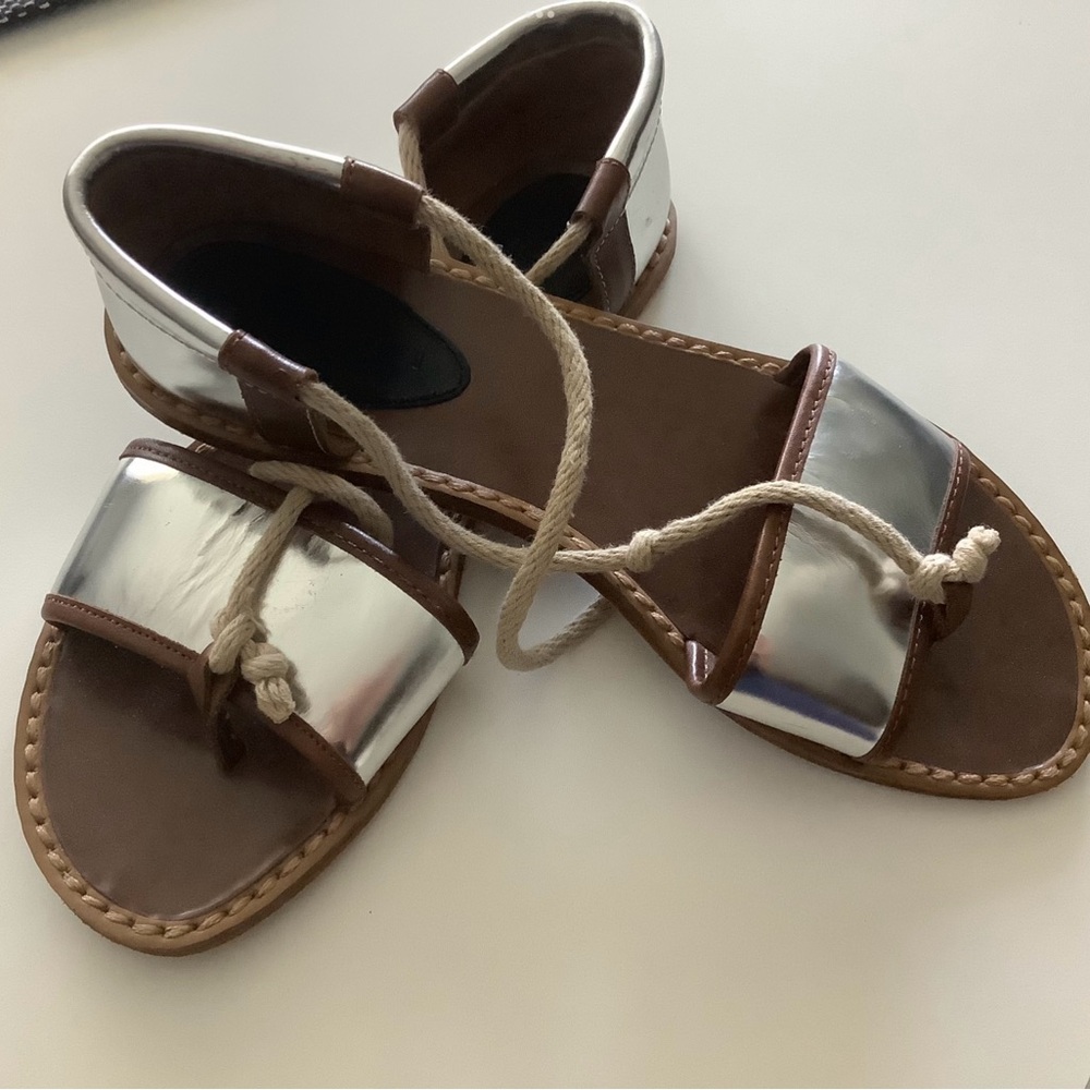 Marni for H&M women’s silver leather sandals shoes size eur38 Us 71/2